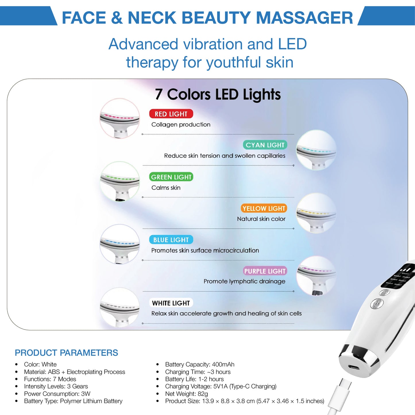 Rejuvena™ LIFTGLOW-NLB07 PRO NECK & FACE LIFTING MASSAGER PWN002